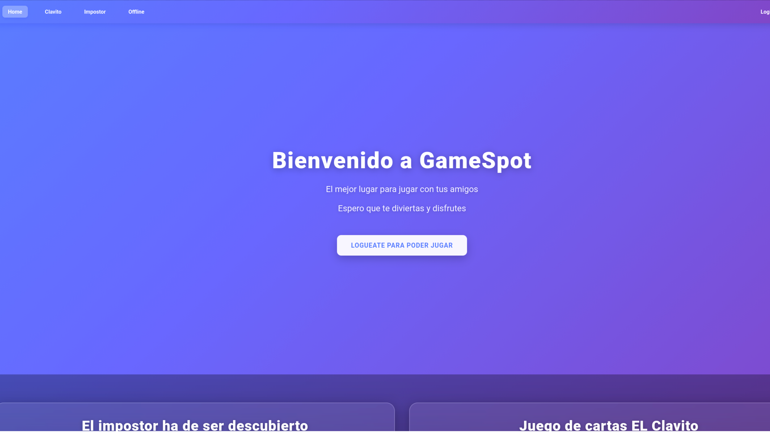 Pantallazo del proyecto Online Games